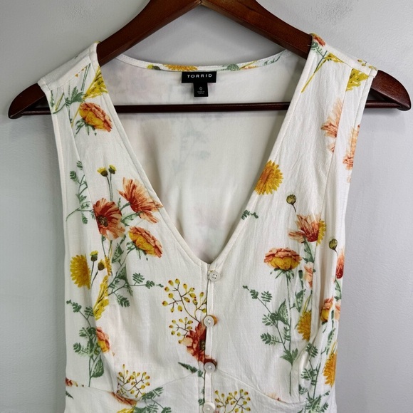 Torrid Rayon Slub Button Up With Waist Detail Peplum Floral Tank Top Size Large - Picture 4 of 13